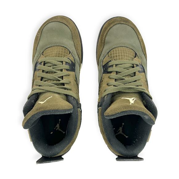 NIKE | Kids 2.5Y | Air Jordan 4 Retro SE Craft Medium Olive Shoes FB9929-200 - Picture 8 of 9